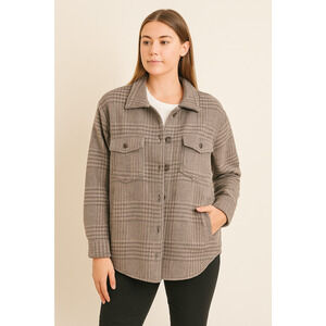 Joie Womens Flannel Shacket Small Brown Oversized Neutral Minimal Layering Fall